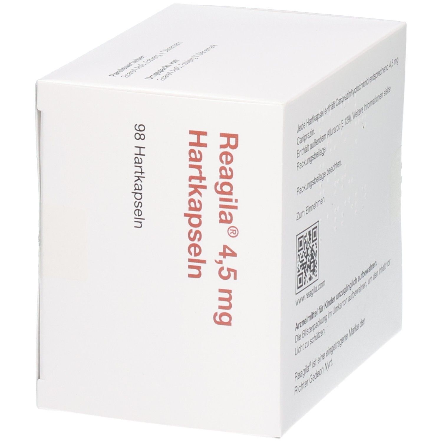 Reagila 4,5 mg Hartkapseln Kartonverpackung mit 98 Hartkapseln.