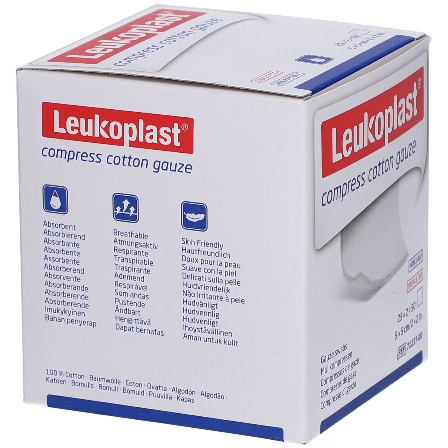 Leukoplast compress Cotton Gauze 5x5cm steril 8f 25x2 St Kompressen