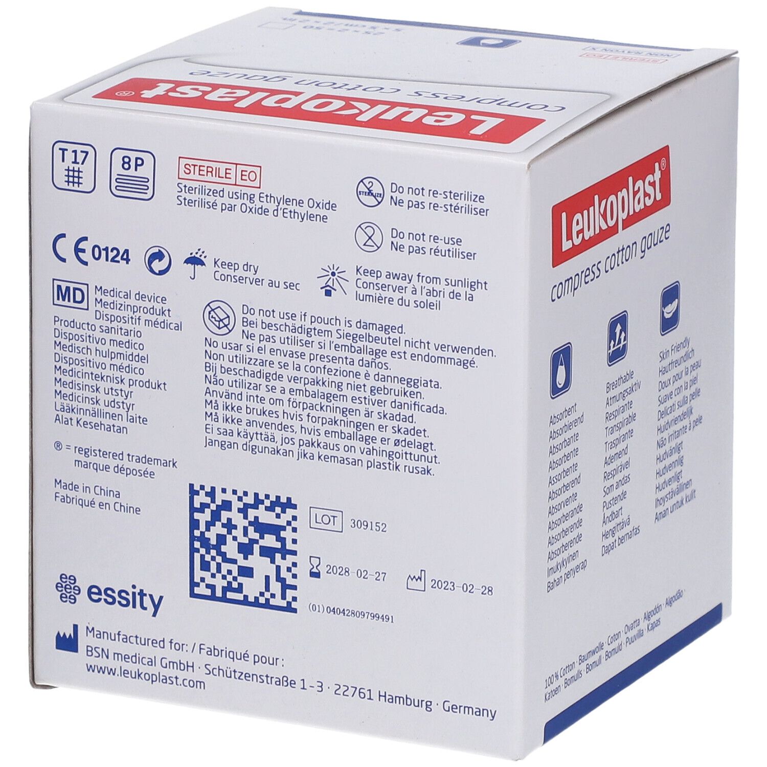 Leukoplast® compress Cotton Gauze 5x5cm steril 8f