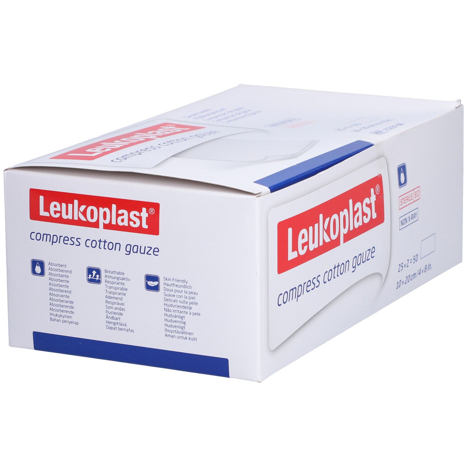 Leukoplast compress Cotton Gauze 10x20cm steril 8f 25x2 St Kompressen