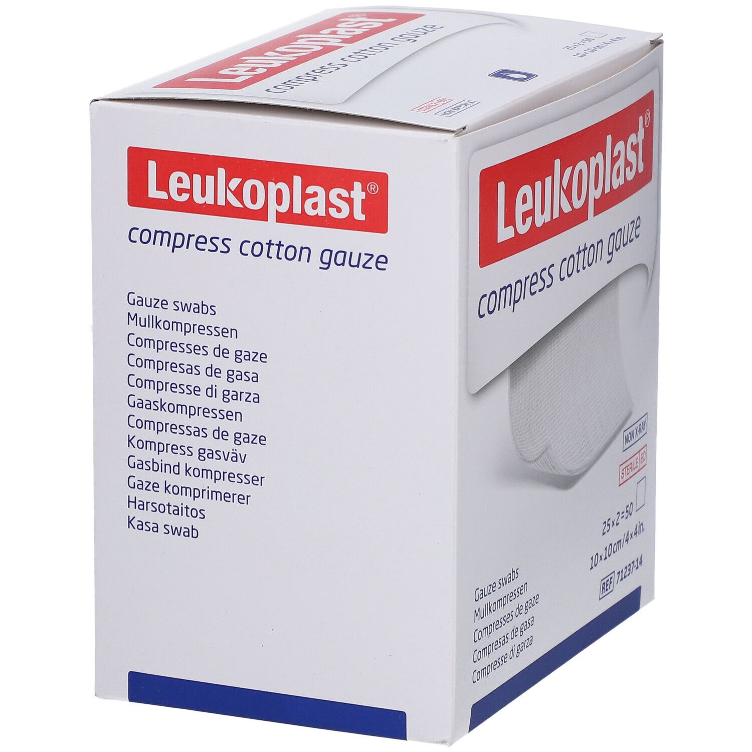 Leukoplast compress Cotton Gauze 10x10cm ste.12f 25x2 St Kompressen