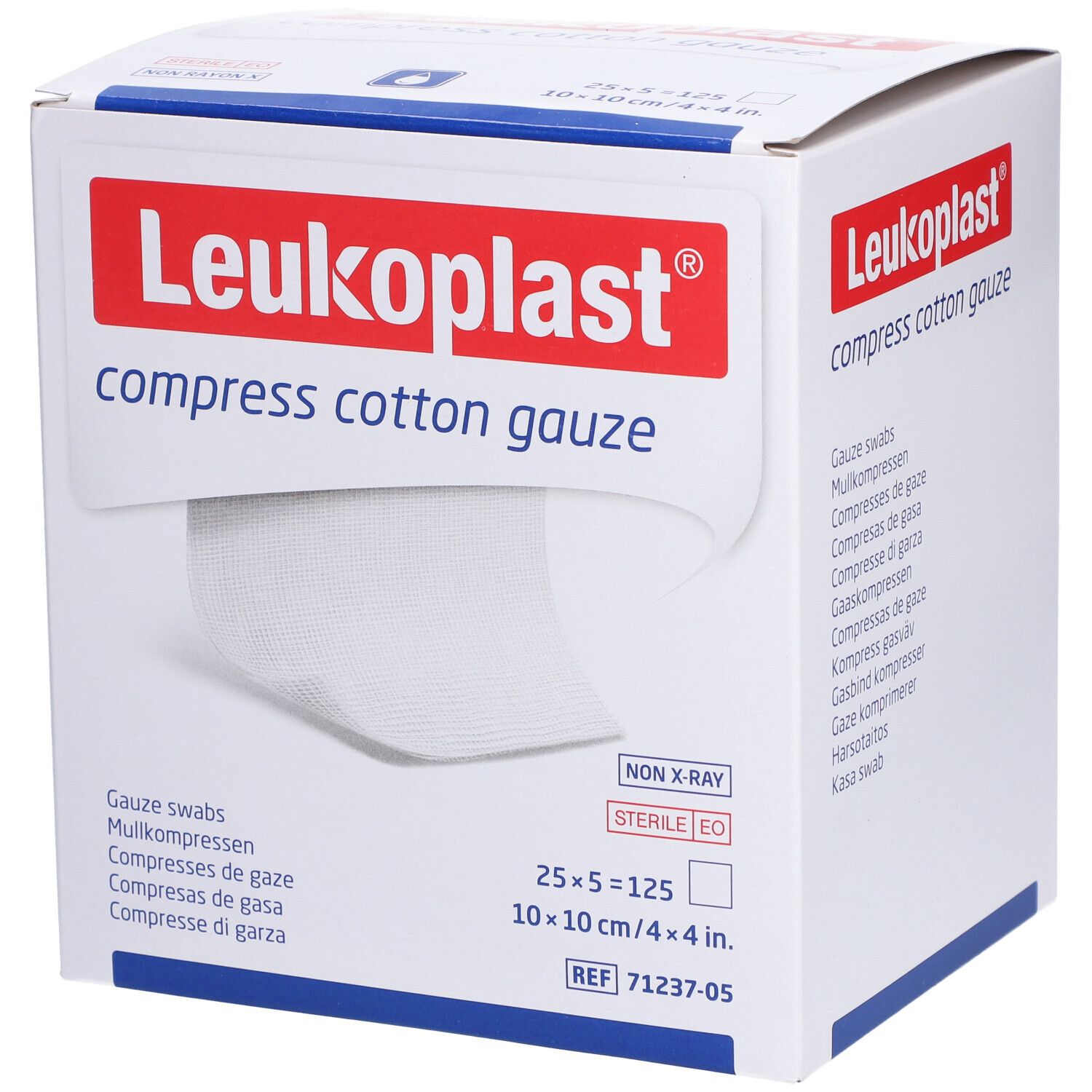 Leukoplast compress Cotton Gauze 10x10cm ste.8f 25x5 St Kompressen