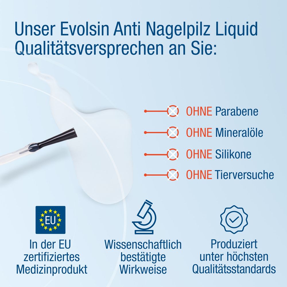 Evolsin® Anti-Nagelpilz Liquid - Nagelpilz Nagellack für Füsse und Hände - Wissenschaftlich bestätigte Wirkweise - Geeignet für Diabetiker