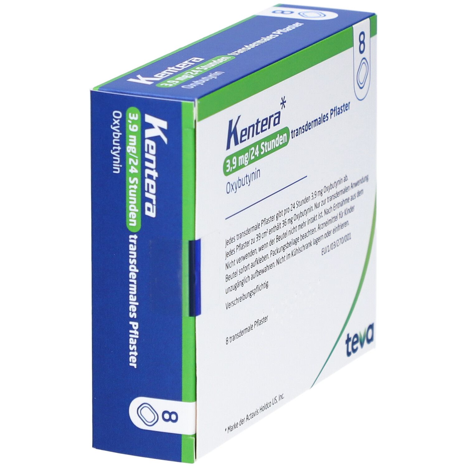 Kentera 3,9 mg/24 Stunden transdermale Pflaster 8 St transdermal