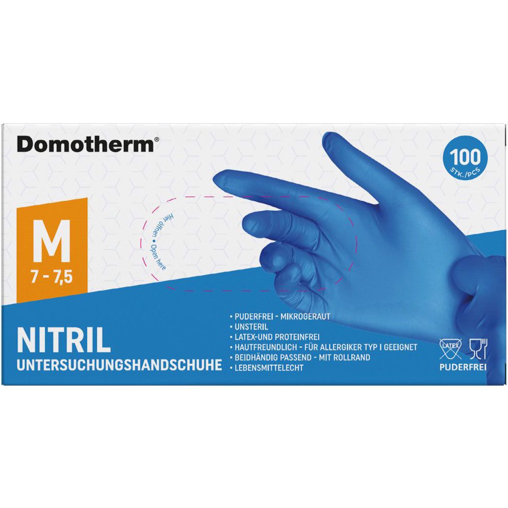 Domotherm Unt.Handschuhe Nitril unste.pf M blau 100 St Handschuhe