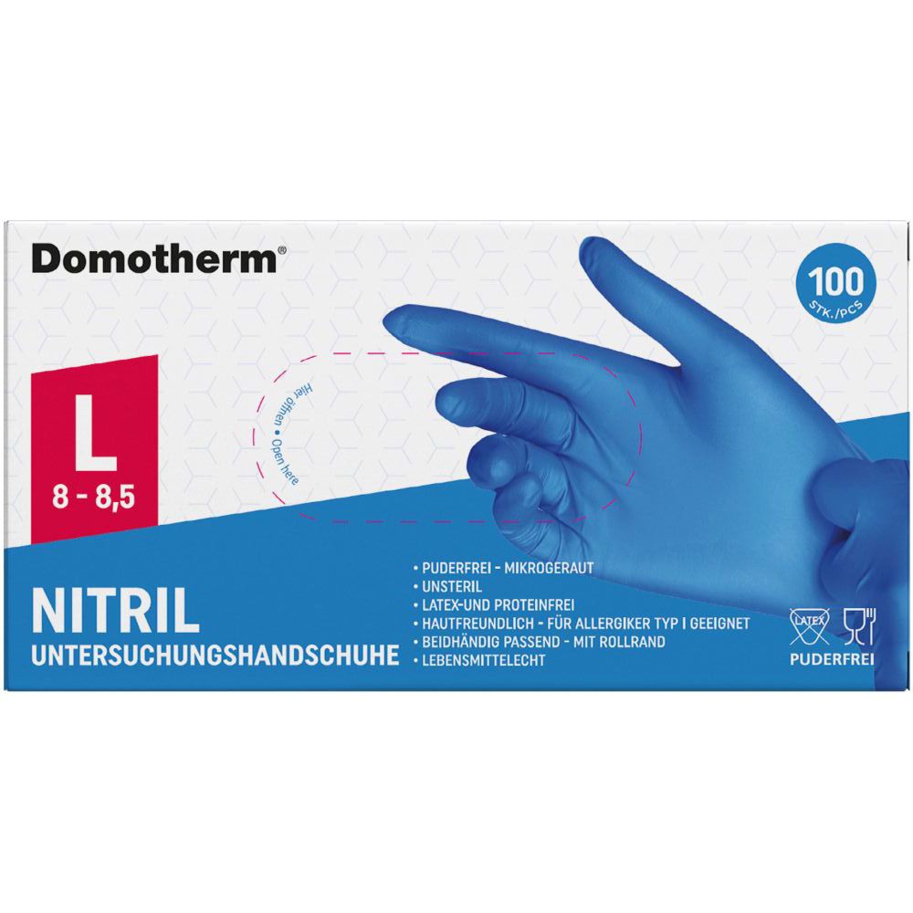 Domotherm Unt.Handschuhe Nitril unste.pf L blau 100 St Handschuhe