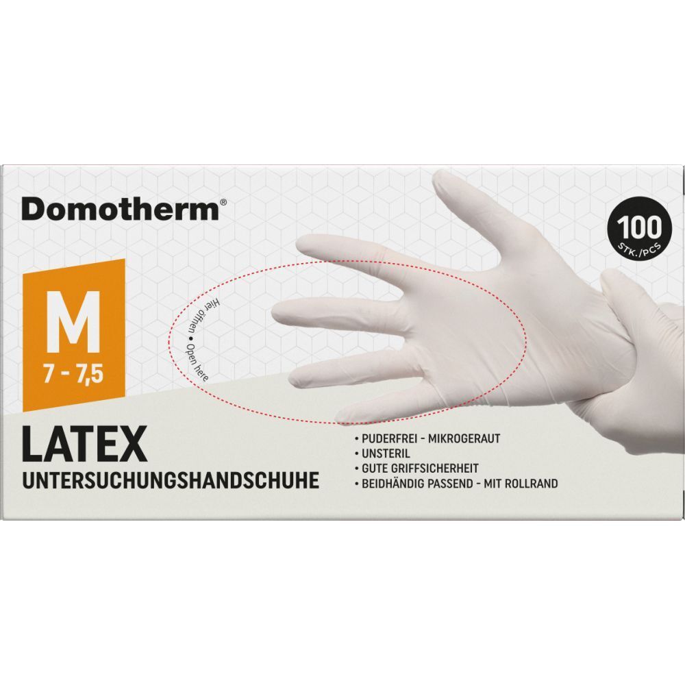 Domotherm Unt.Handschuhe Latex unsteril pf M weiß 100 St Handschuhe