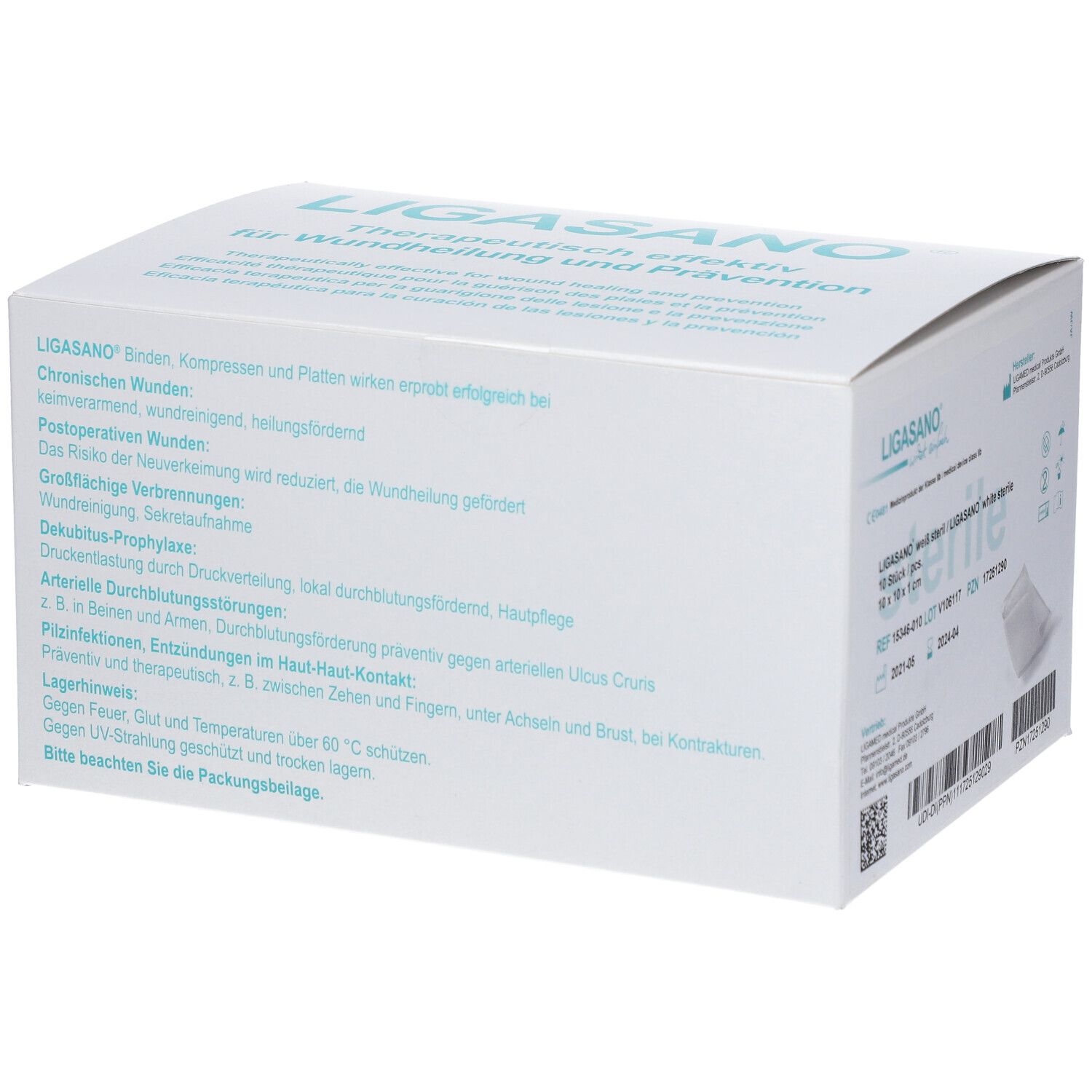 Ligasano weiß Verband 1x10x10 cm steril 10 St