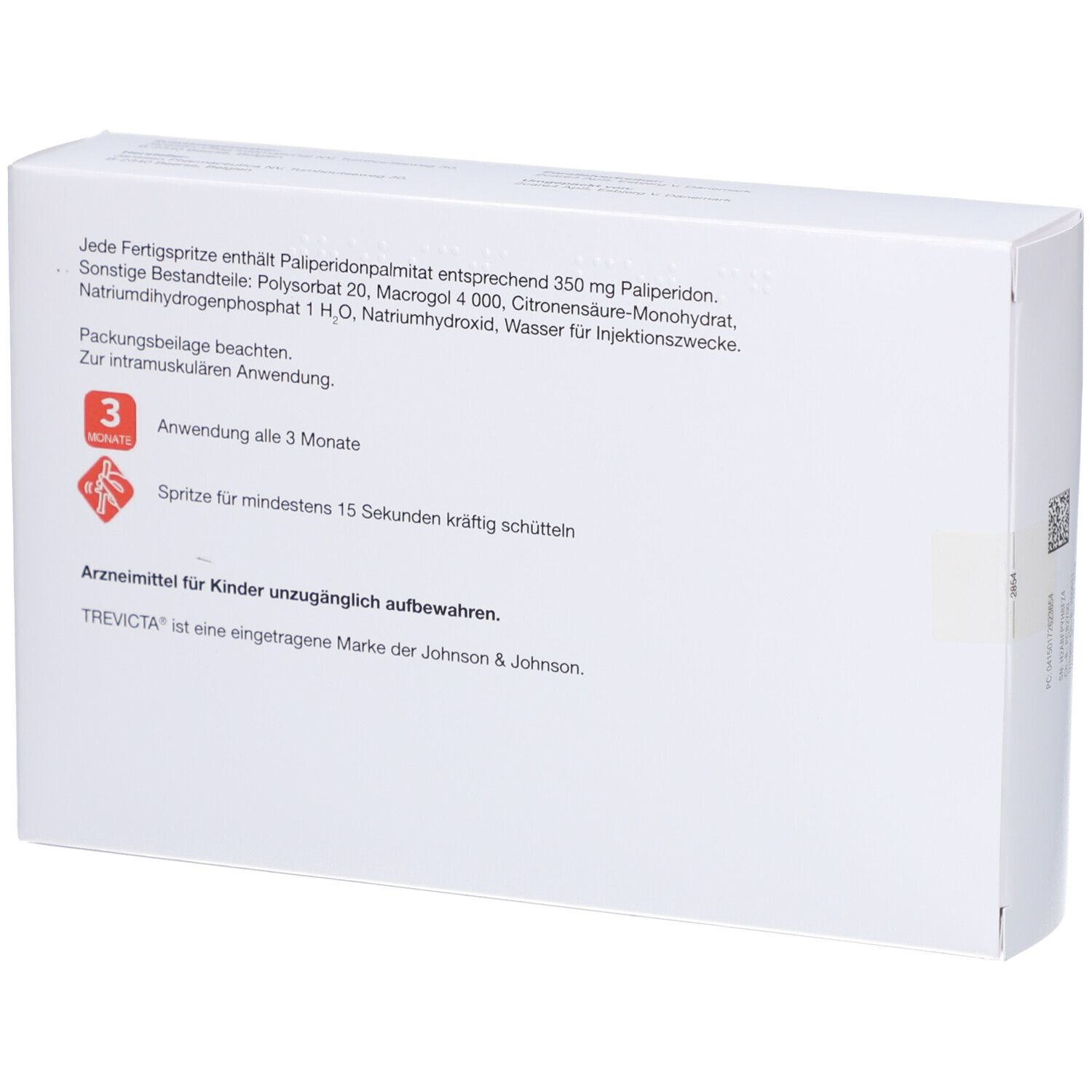 Rückseite einer weißen Medikamentenverpackung. Text in Deutsch. Enthält Informationen zu Inhaltsstoffen und Anwendung.