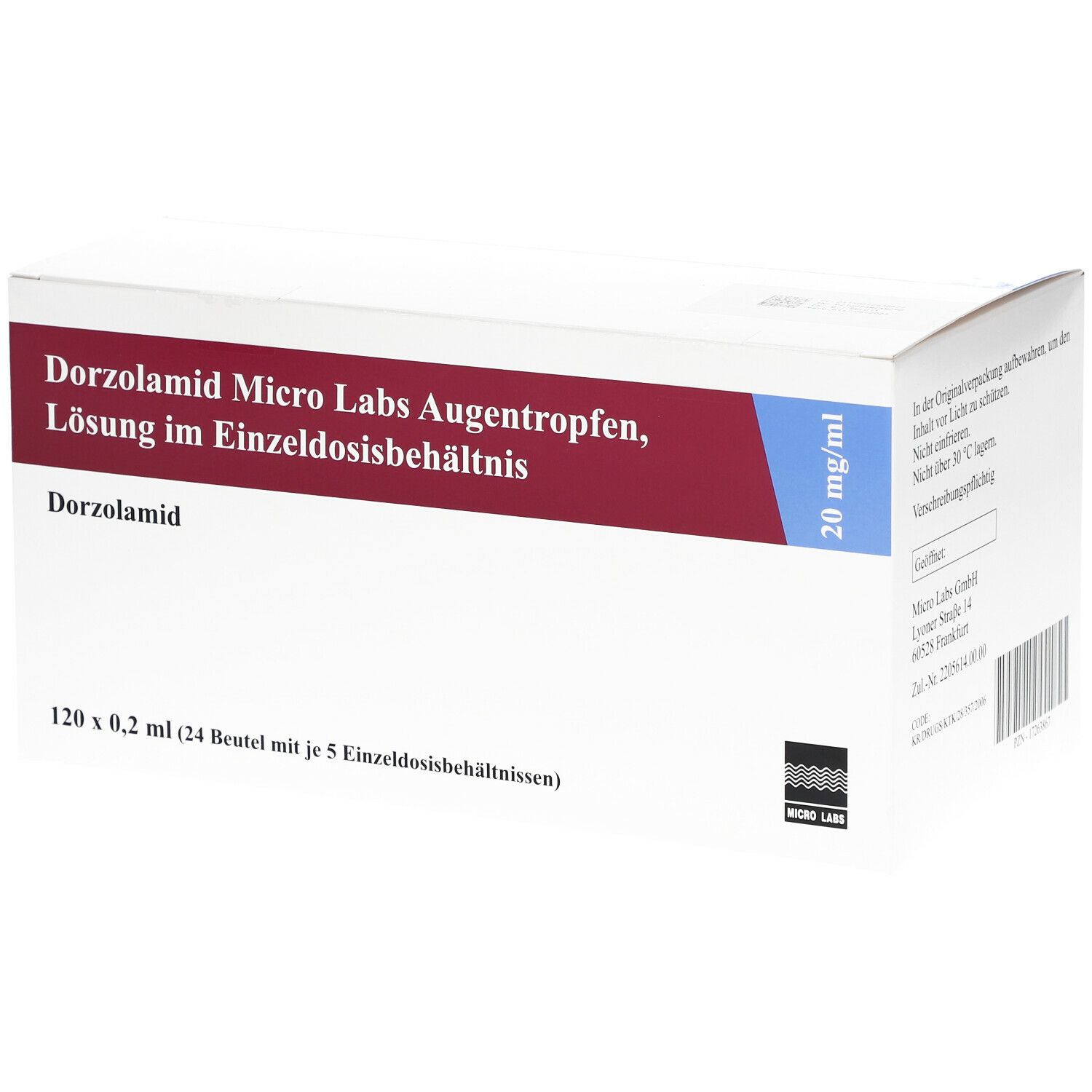 Dorzolamid Micro Labs 20 mg/ml ATR Lösung im EDB 120x0,2 ml Augentropfen