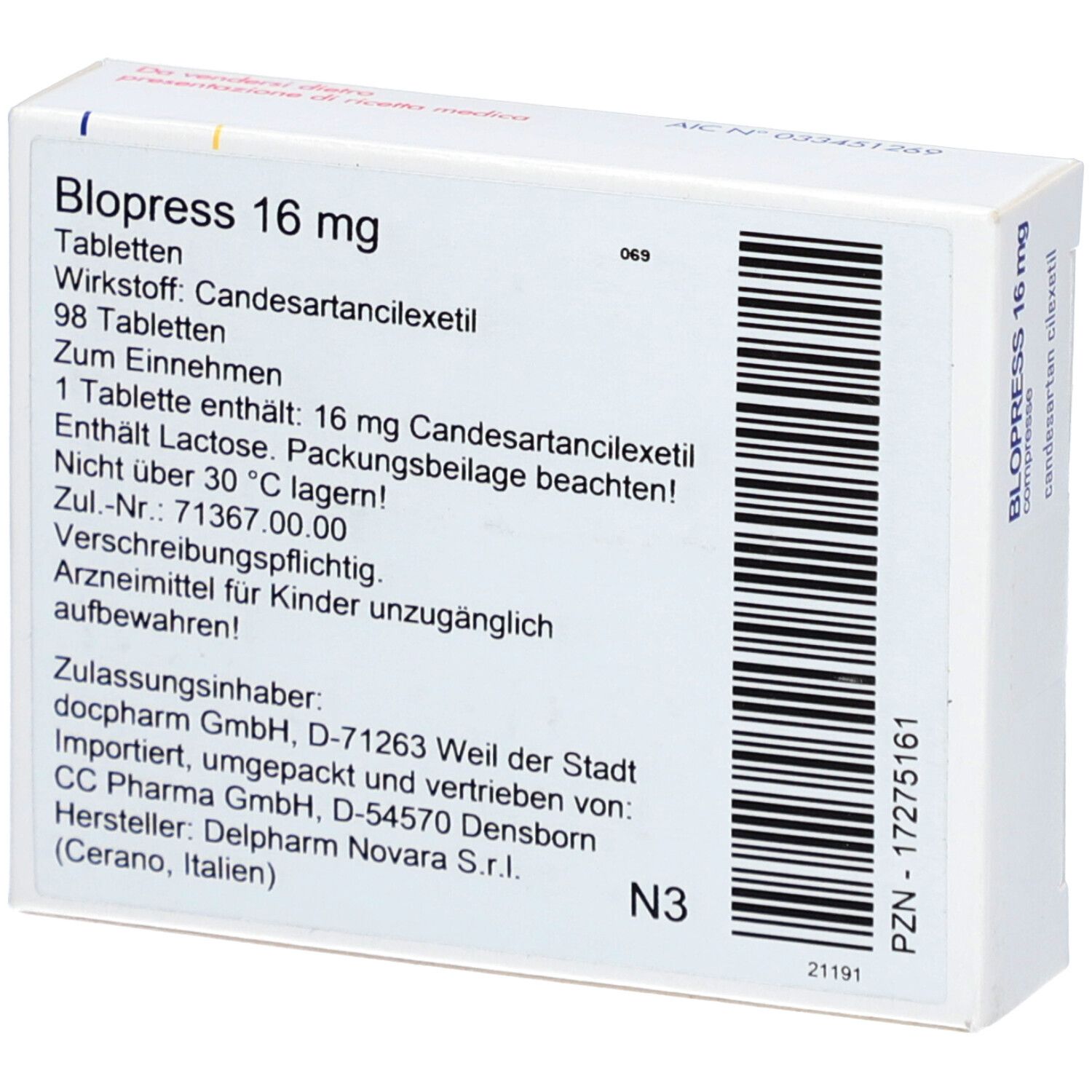 Blopress 16 Mg 98 St Mit Dem E-Rezept Kaufen - Shop Apotheke