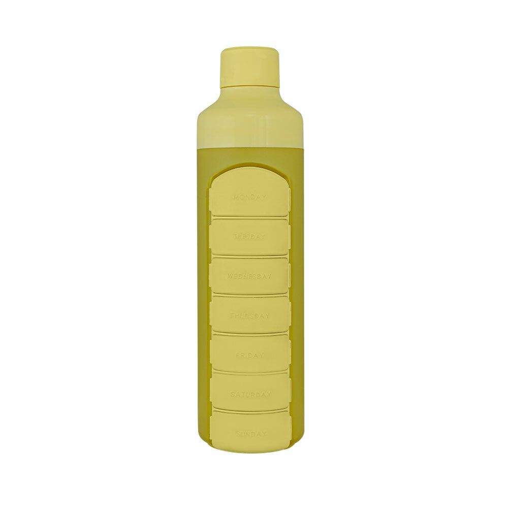 YOS Bottle mit Tabletten-Spender 7 Tage gelb