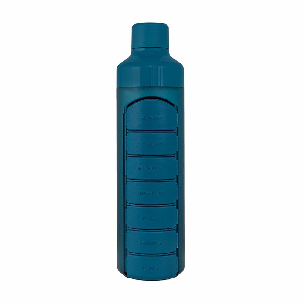 YOS Bottle mit Tabletten-Spender 7 Tage blau