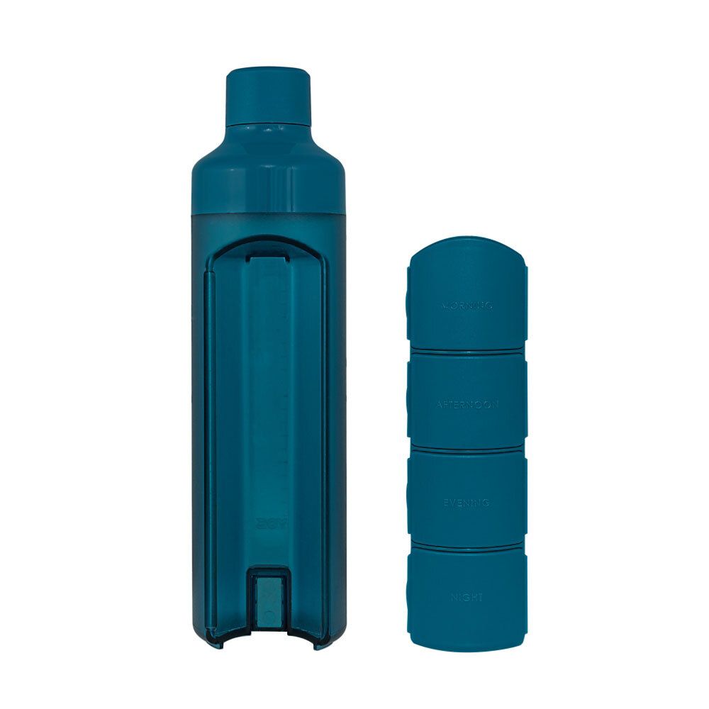 YOS Bottle mit Tabletten-Spender 1 Tag blau