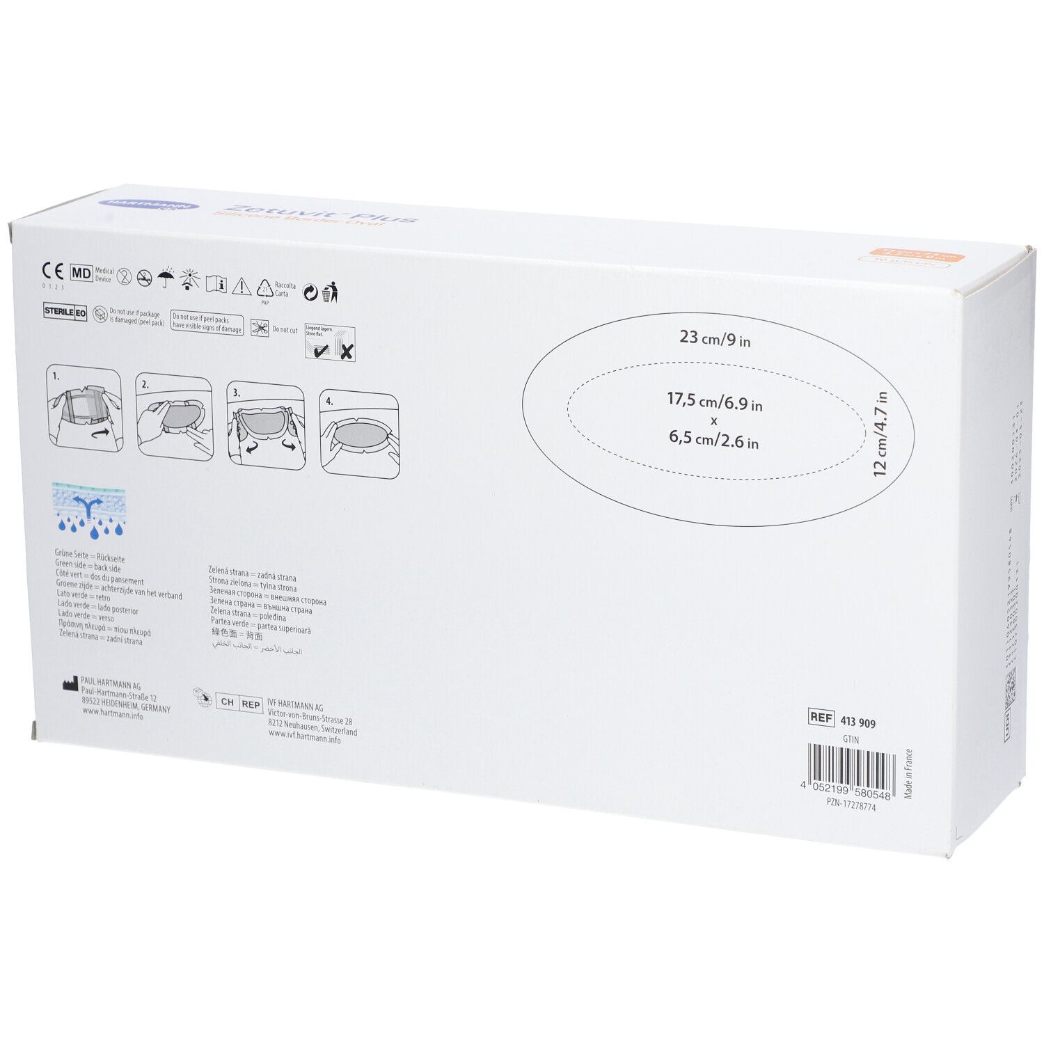 Zetuvit® Plus Silicone Border Selbstklebende Silikon-SAP-Wundauflage 12 x 23 cm