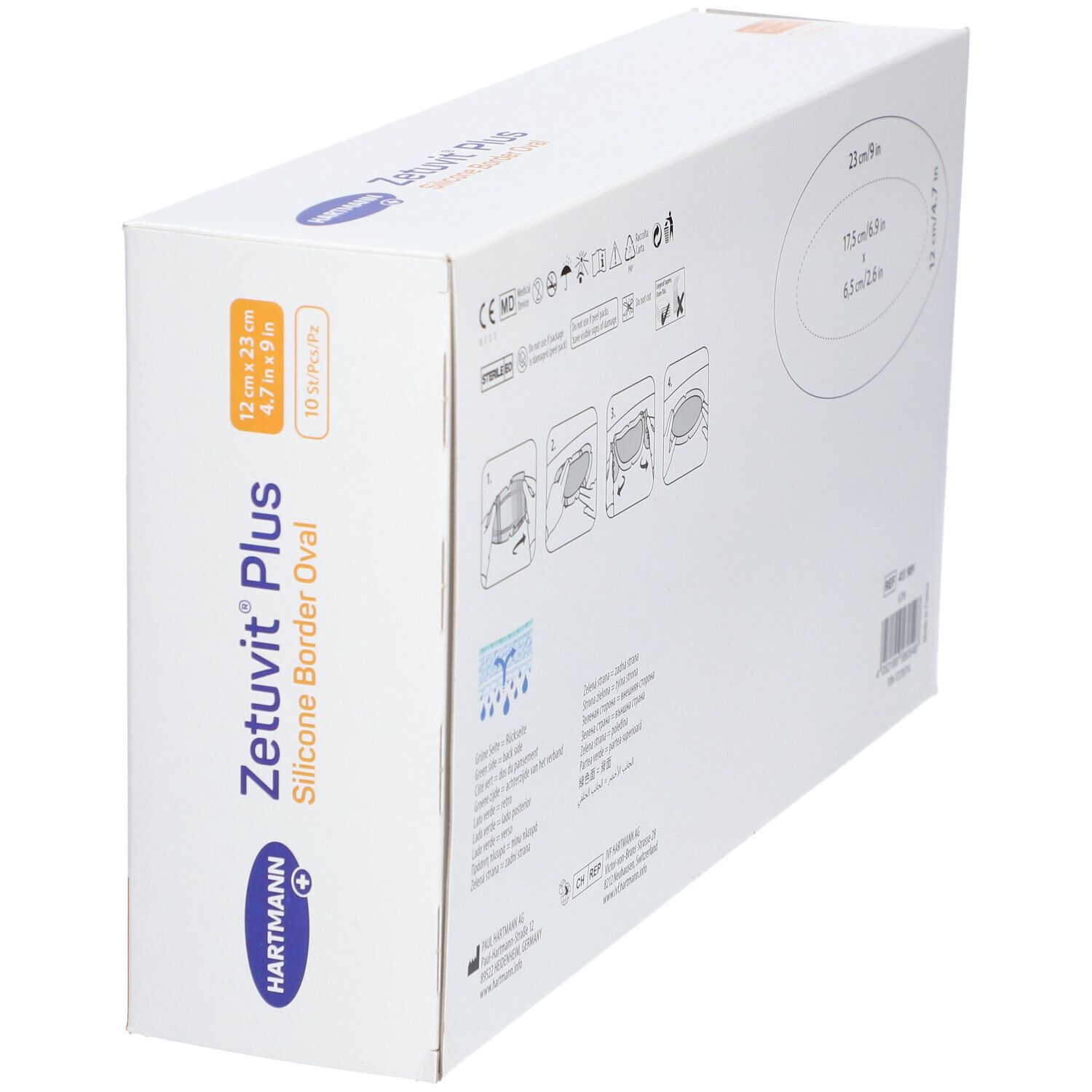 Zetuvit® Plus Silicone Border Selbstklebende Silikon-SAP-Wundauflage 12 x 23 cm