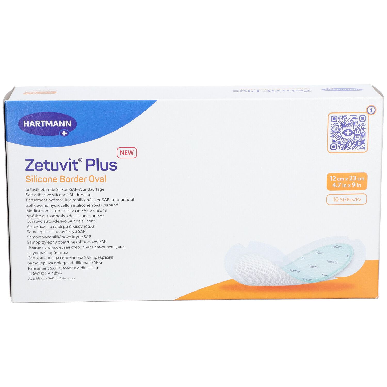 Zetuvit® Plus Silicone Border Selbstklebende Silikon-SAP-Wundauflage 12 x 23 cm