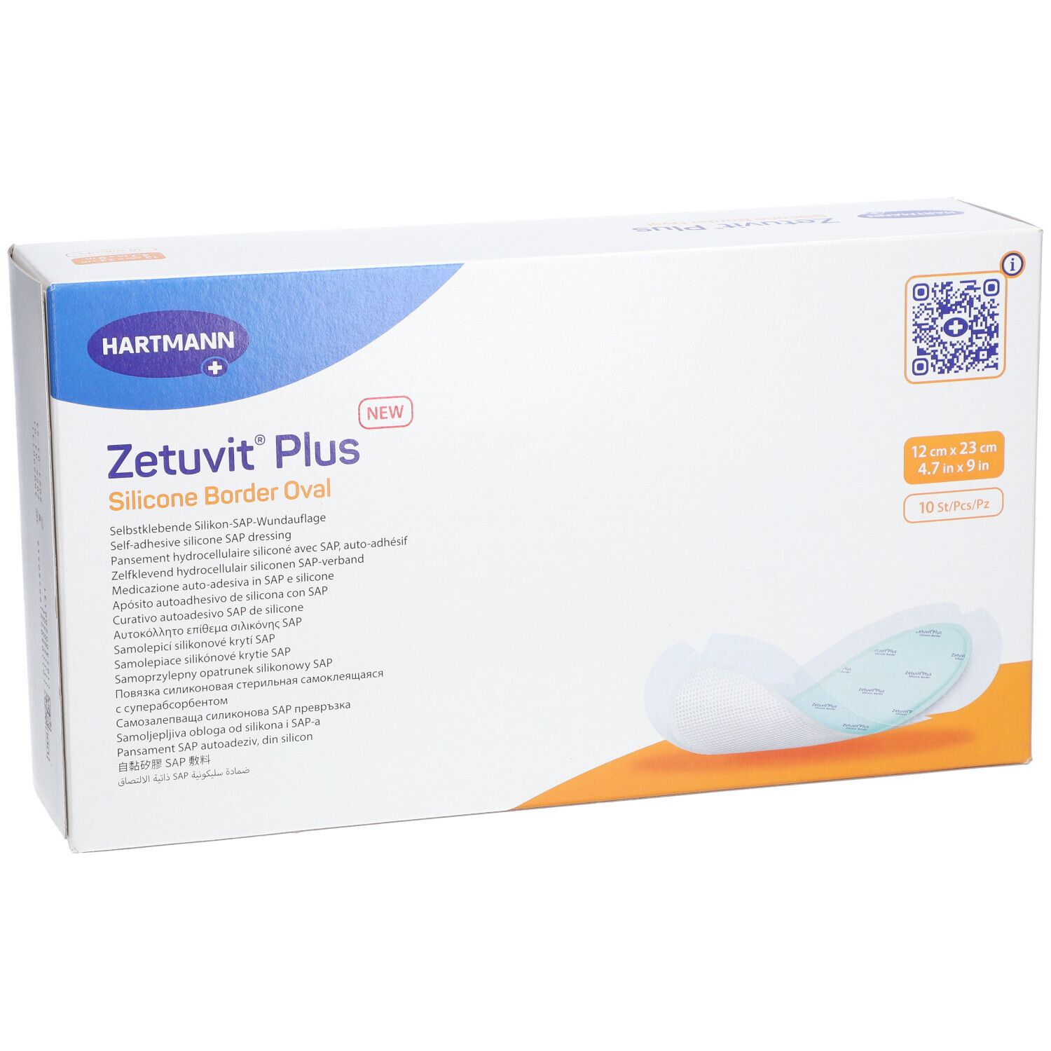 Zetuvit® Plus Silicone Border Selbstklebende Silikon-SAP-Wundauflage 12 x 23 cm