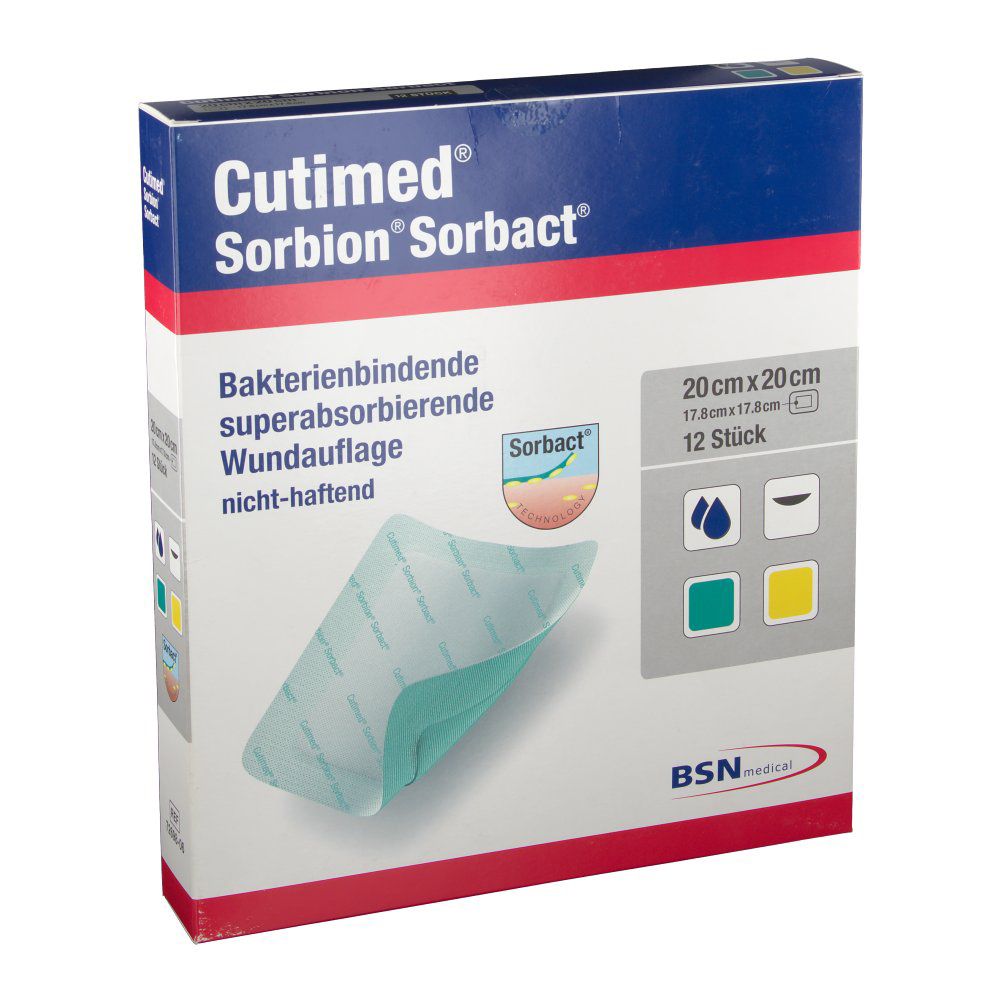 Cutimed Sorbion Sorbact Wundauflage 20x20 cm 12 St Kompressen