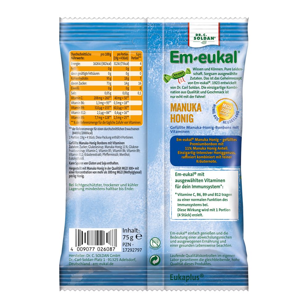 Em-Eukal Bonbons Manuka-Honig gefüllt zuckerhaltig 75 g