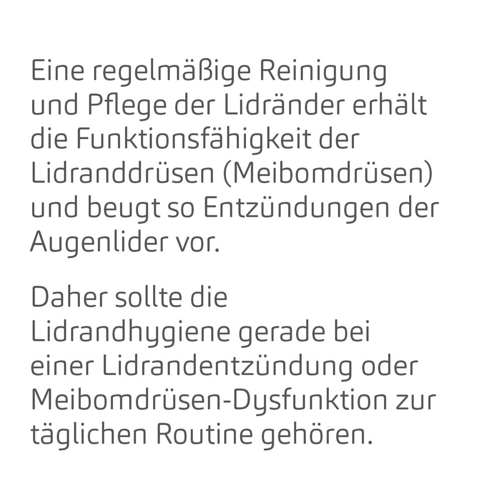 Anwendungsreihenfolge: Augenmaske, Lidhygiene-Tücher, Augenspray.