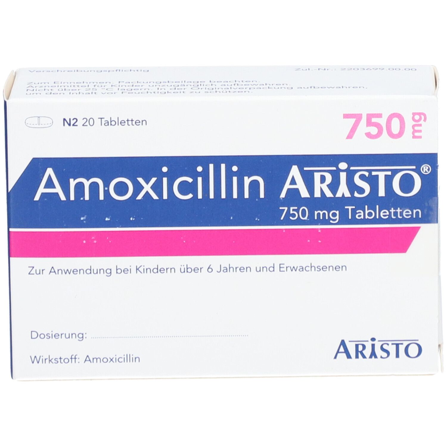 Amoxicillin Aristo 750 mg Tabletten 30 St