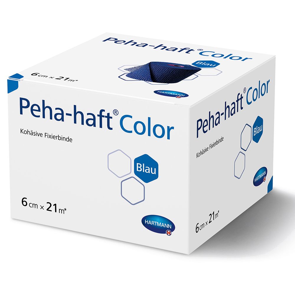 Peha-haft® Color latexfrei Fixierbinde blau 6 cm x 21 m