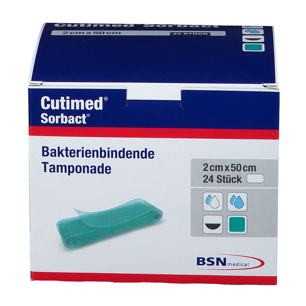 Cutimed Sorbact Tamponaden 2x50 cm 24 St