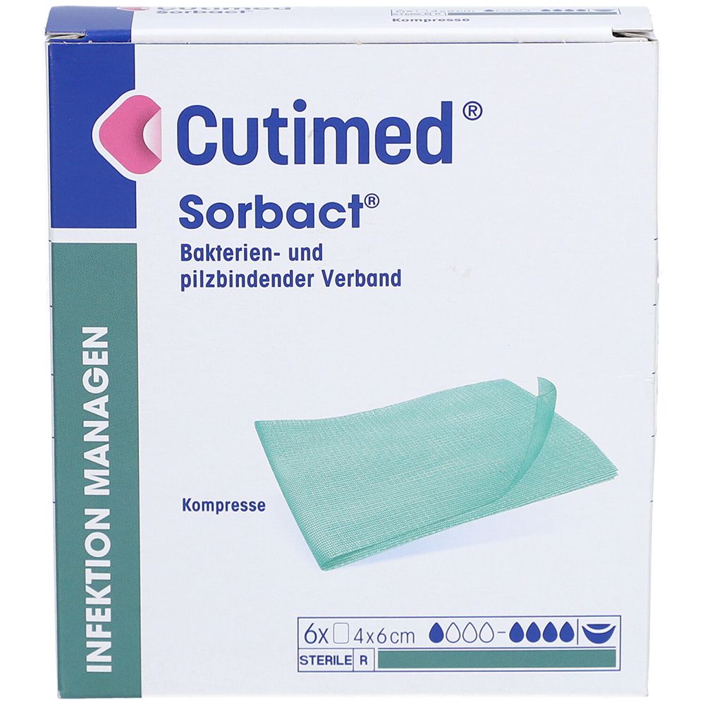 Cutimed Sorbact Kompressen 4x6 cm 6 St