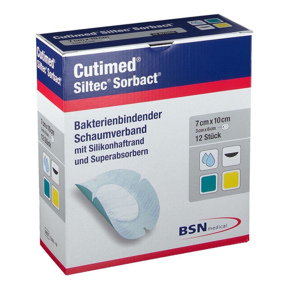 Cutimed Siltec Sorbact B PU-Verb.7x10 cm oval 12 St Verband