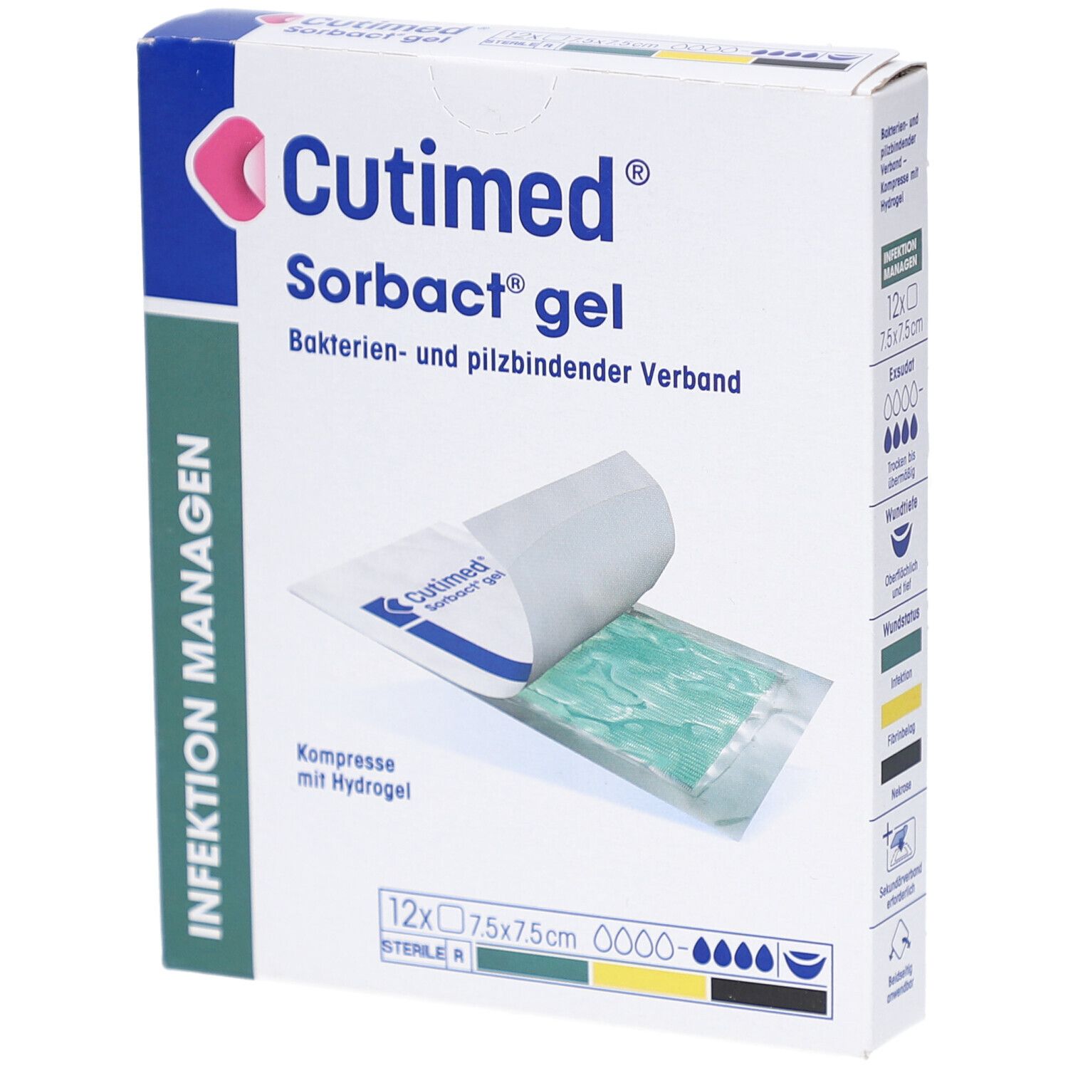 Cutimed Sorbact Gel Kompressen 7,5x7,5 cm 12 St