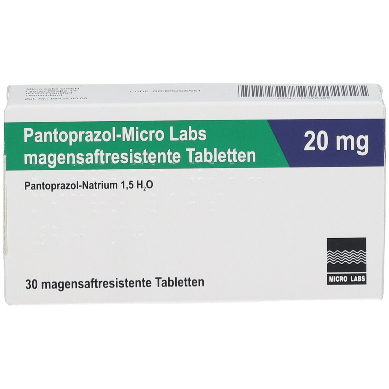 PANTOPRAZOL-Micro Labs 20 mg magensaftr.Tabletten