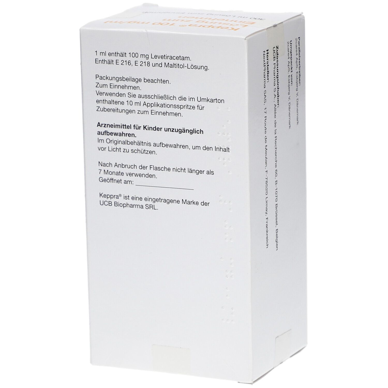 KEPPRA 100 mg/ml Lsg.z.Einnehmen 10ml Dos.Pipette