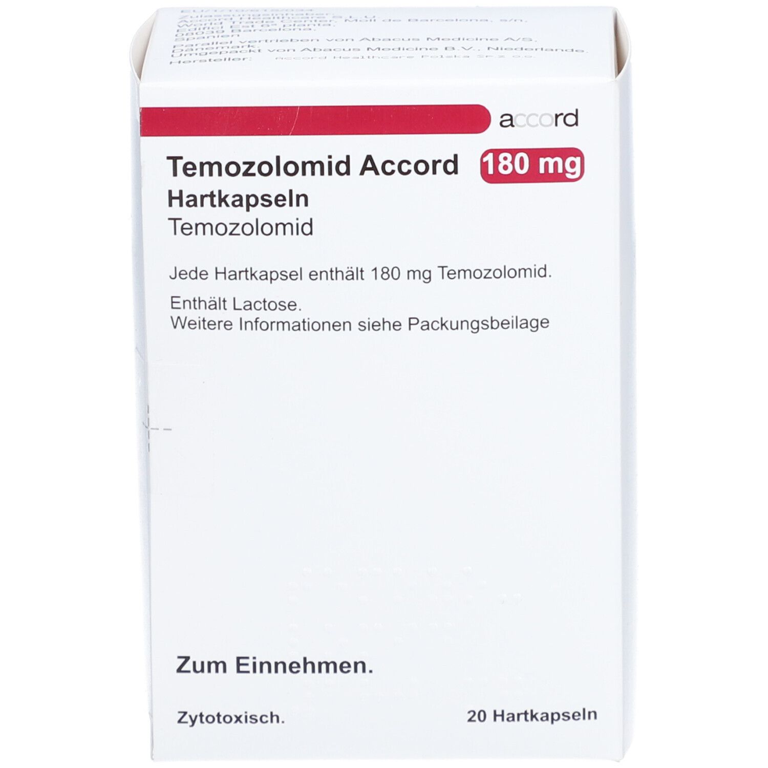 TEMOZOLOMID Accord 180 mg Hartkapseln Sachets