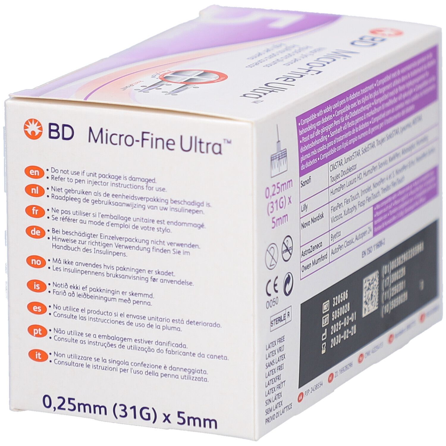 BD Micro-Fine Ultra Pen-Nadeln 0,25 mm (31G) x 5 mm