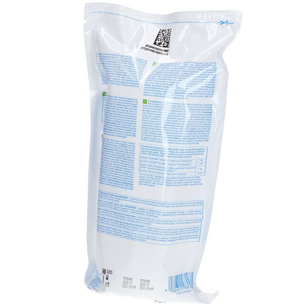 Mikrozid sensitive wipes Jumbo Des.MP + Flä.Ref.Btl