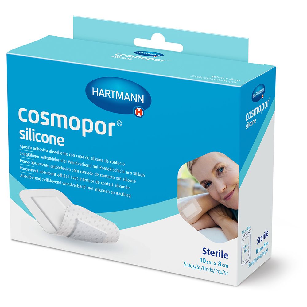 Cosmopor® Silicone Wundverband 10x8cm, steril. Hartmann Verband mit Silikon-Kontaktfläche.