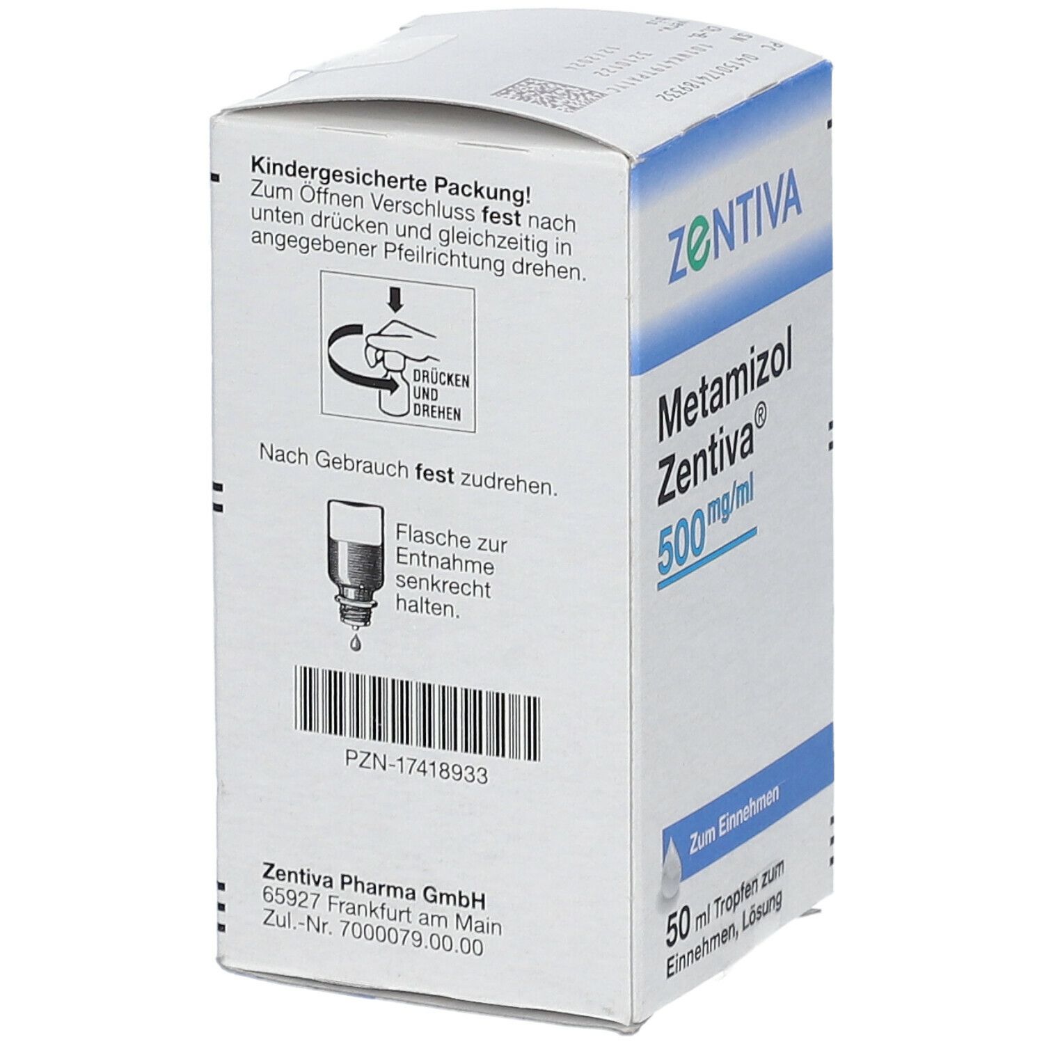 Metamizol Zentiva 500 mg/ml Tropf.z.Einnehmen Lsg. 50 ml Tropfen zum Einnehmen