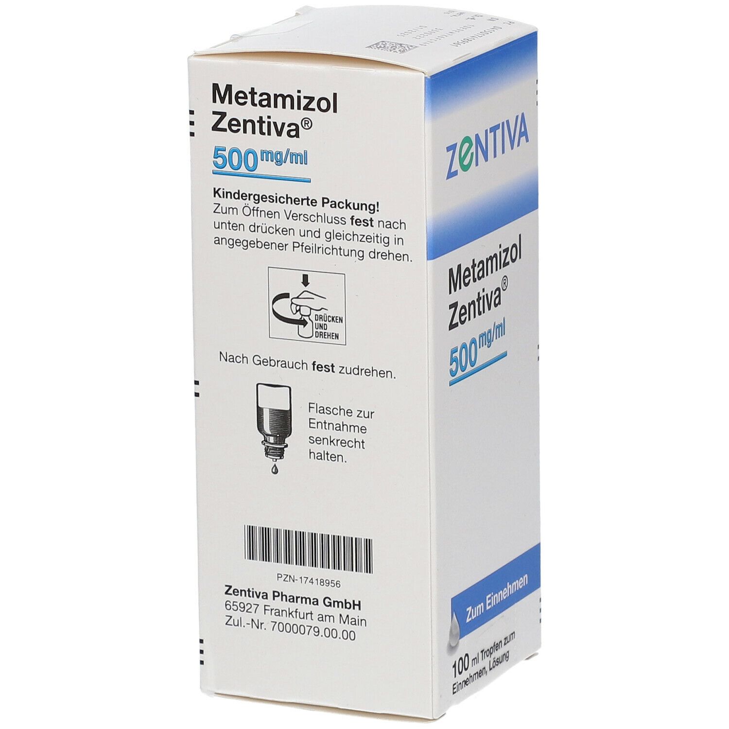 Metamizol Zentiva 500 mg/ml Tropf.z.Einnehmen Lsg. 100 ml Tropfen zum Einnehmen