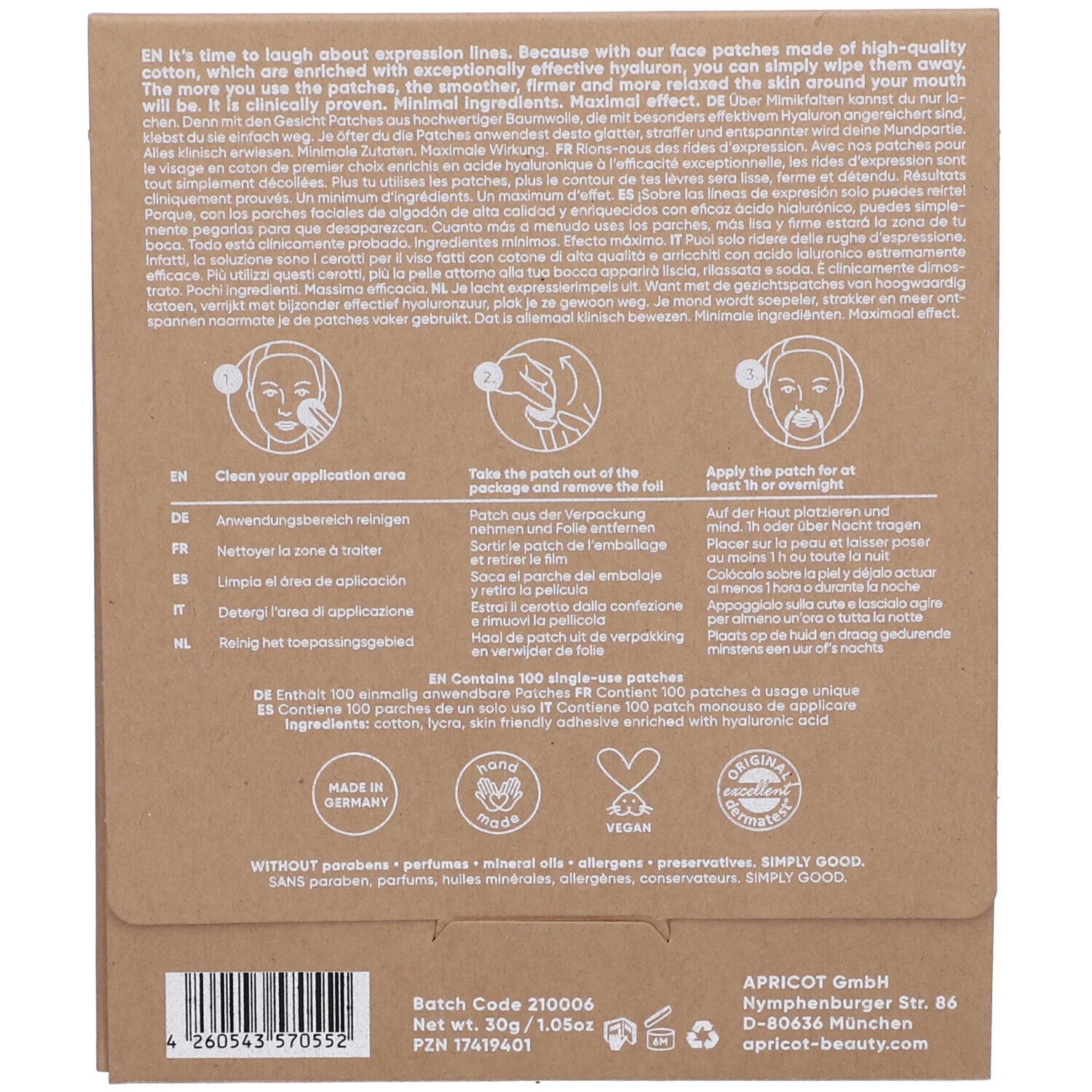 Apricot, Mund Patches Hyaluron "keep smiling"
