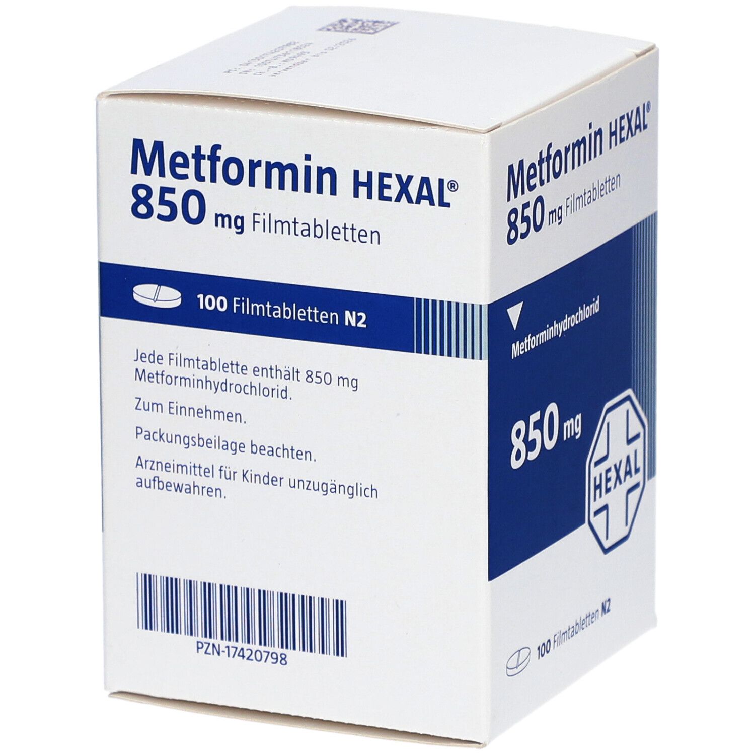 Metformin Hexal 850 mg Filmtabletten Dose 100 St