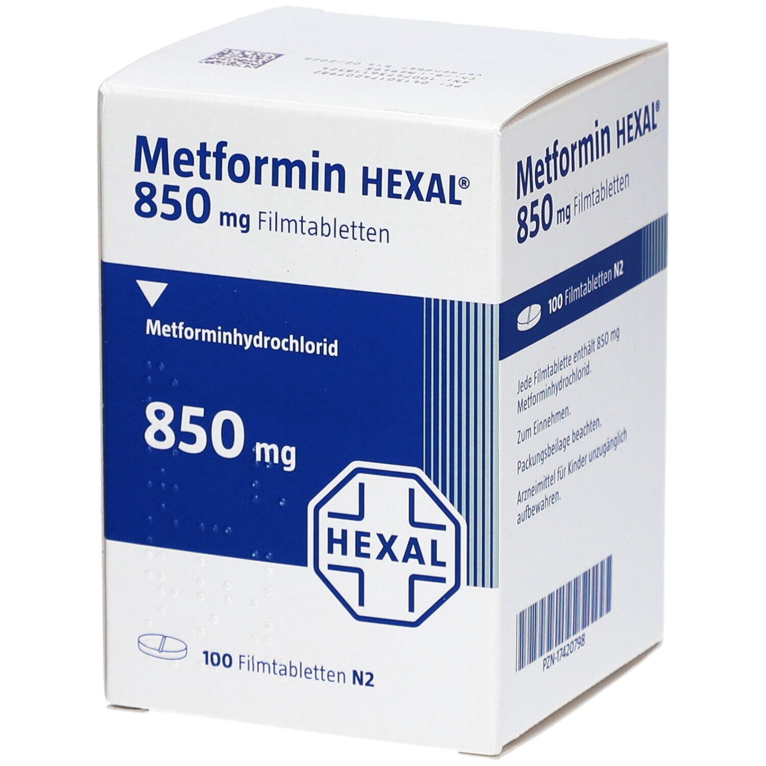 Metformin Hexal 850 mg Filmtabletten Dose 100 St