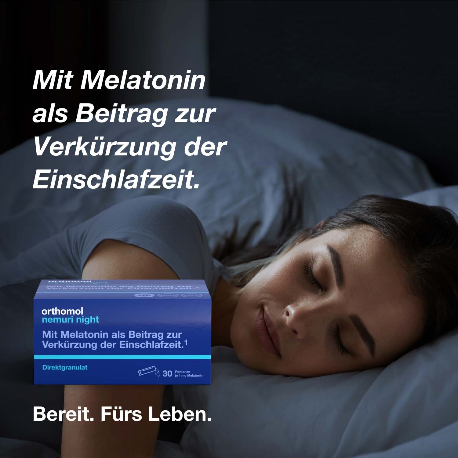 Orthomol Nemuri night - zur Verkürzung der Einschlafzeit - mit Melatonin und Hopfen-Extrakt - Direktgranulat