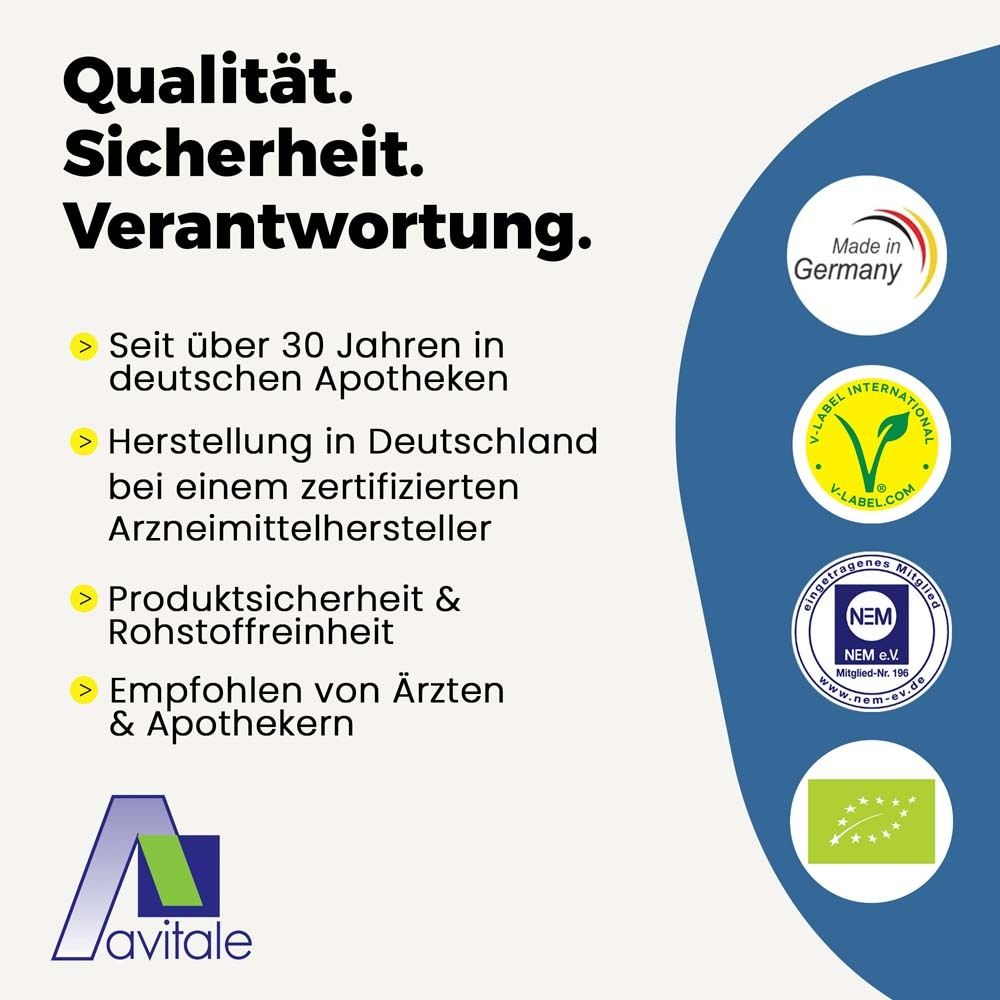 Qualität. Sicherheit. Verantwortung. Zertifizierungen und Qualitätssiegel. Avitale Logo.