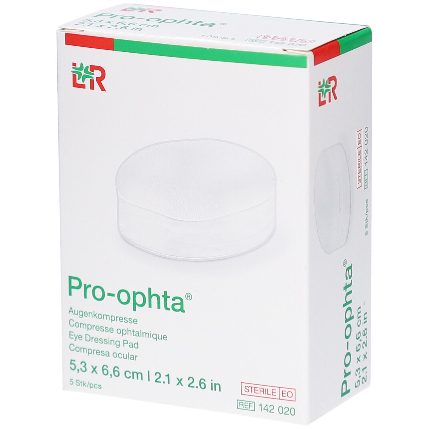 Pro-Ophta Augenkompresse 5,3x6,6 cm steril 5 St Kompressen