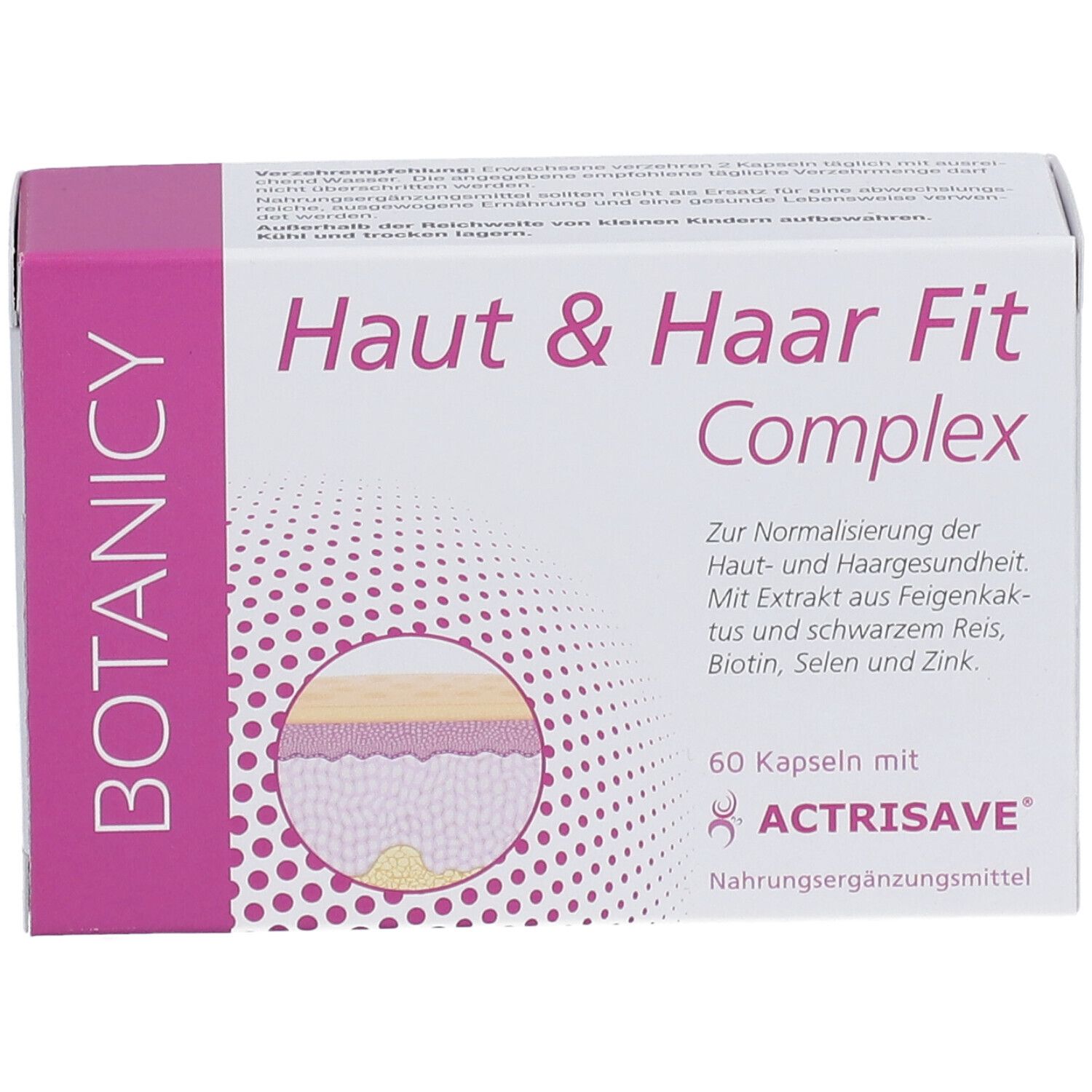 Produktverpackung von 'Haut & Haar Fit Complex'. Vorderansicht mit Produktinformationen.