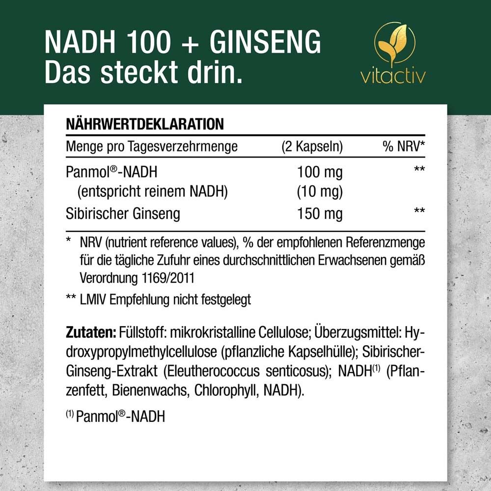 Vitactiv NADH 100 + Ginseng