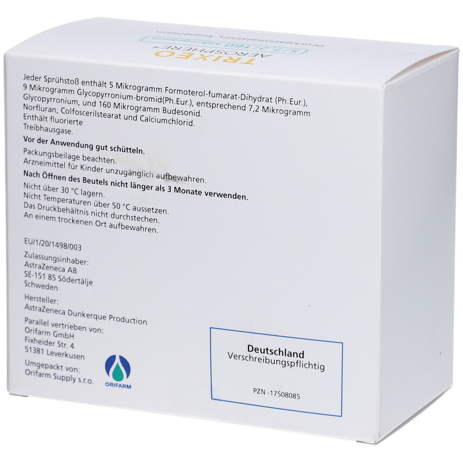 TRIXEO Aerosphere 5/7,2/160µg Druckgasinh.120ED