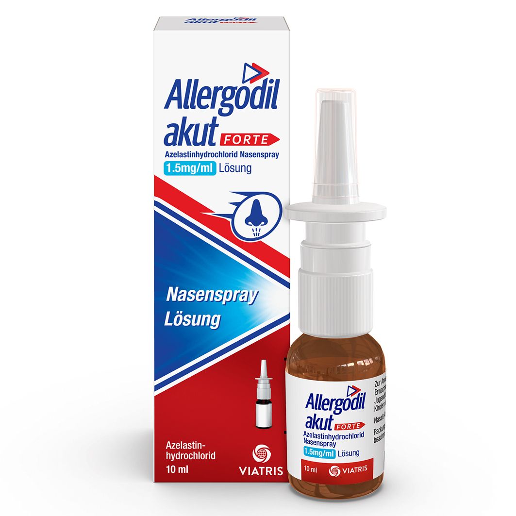 Allergodil® akut FORTE Nasenspray: Azelastin Spray gegen Heuschnupfen & nicht-saisonale allergische Rhinitis, 1,5 mg/1 ml Lösung