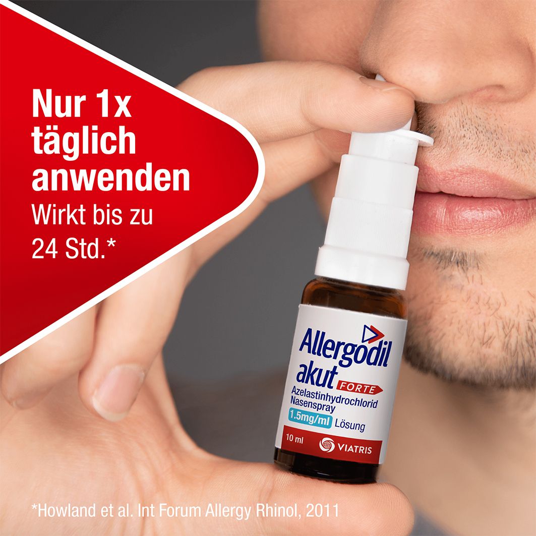 Allergodil® akut FORTE Nasenspray: Azelastin Spray gegen Heuschnupfen & nicht-saisonale allergische Rhinitis, 1,5 mg/1 ml Lösung